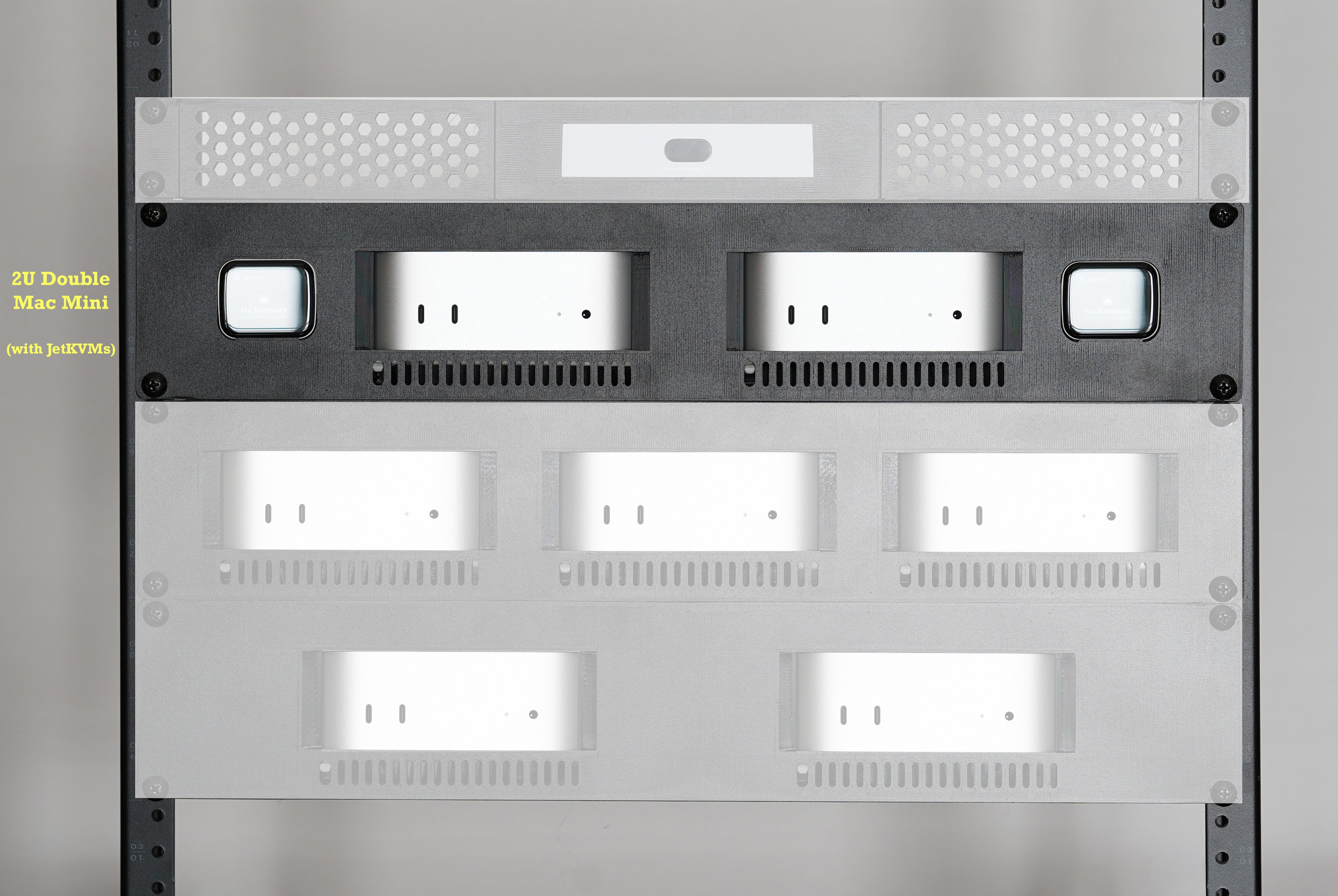 Mac Mini - Double Rack Mount (M4 of M4 Pro) with Jet KVM Mounts